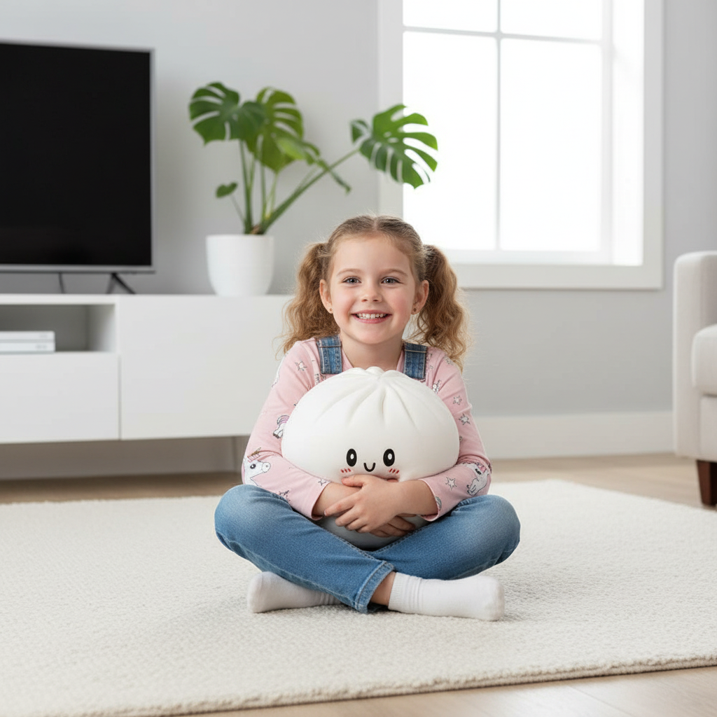 Novara Smiling Dumpling Plush Pillow-Soft Kawaii Food Stuffed Animal Toy