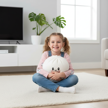 Novara Smiling Dumpling Plush Pillow-Soft Kawaii Food Stuffed Animal Toy