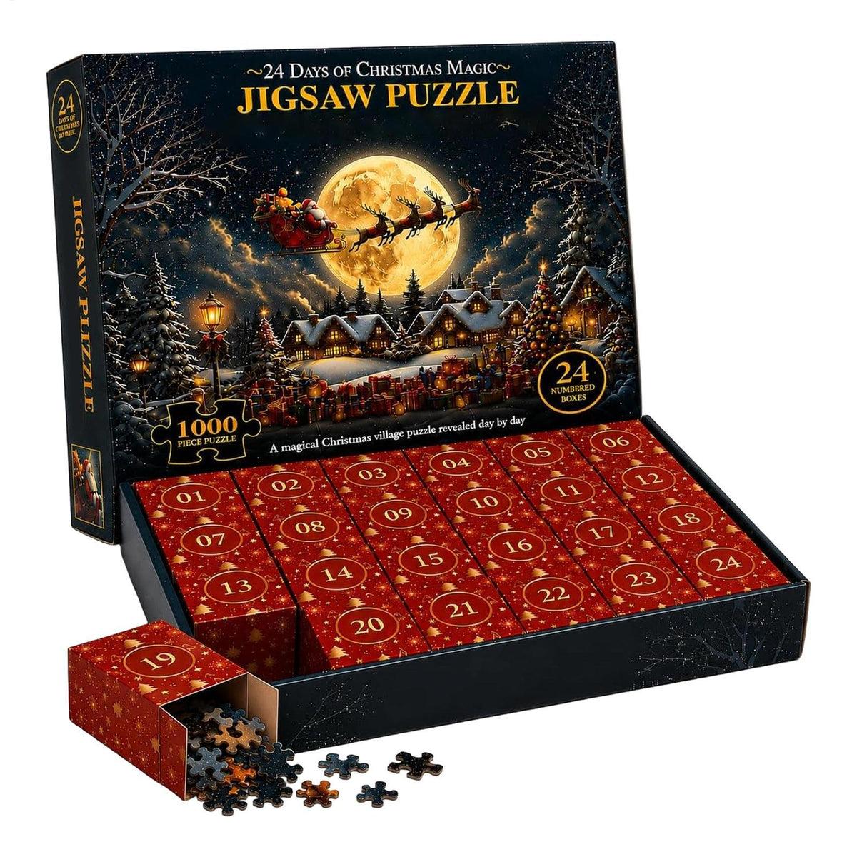 Royeva Christmas Jigsaw Puzzle Advent Calendar 1008 Pieces Holiday Countdown Gift