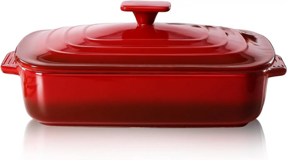 Novara Enamel Cast Iron Roasting Pan with Lid - Versatile 2-in-1 Design
