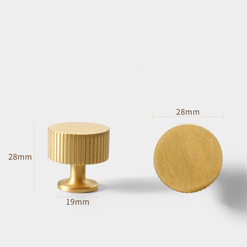 Royelle Ribbed Brass Cabinet Knobs - Set of 4 Brushed Gold Fluted Drawer Pulls