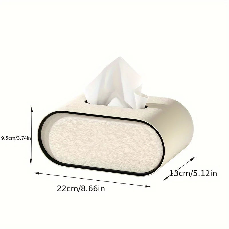 Royora Premium Leather Oval Tissue Box Holder for Home or Office Decor
