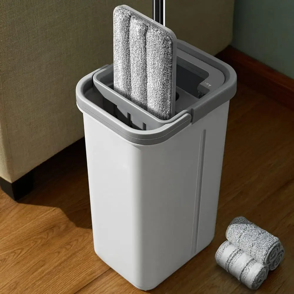 Novara Hands-Free Self-Wringing Flat Mop & Bucket System for Effortless Floor Cleaning
