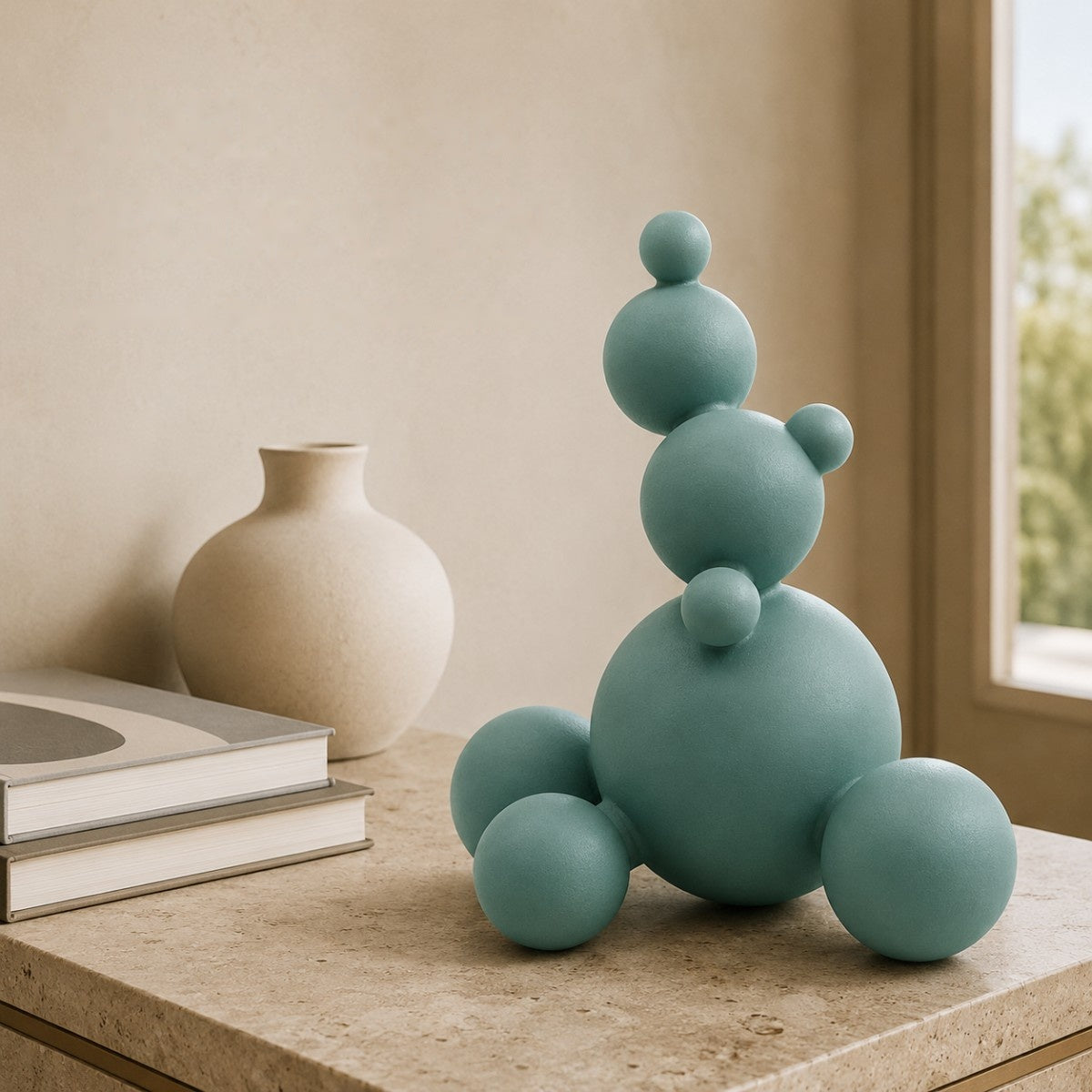 Novara Teal Spheres Abstract Sculpture for Modern Home Decor