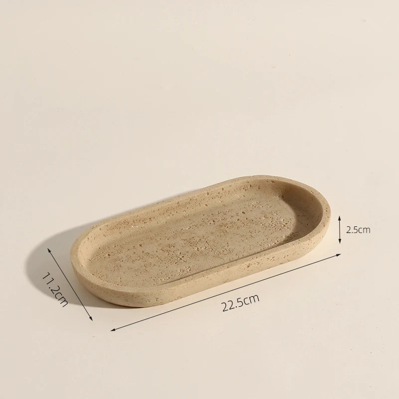 Royeva Sandstone Decorative Tray-Minimalist Bathroom Vanity Accent