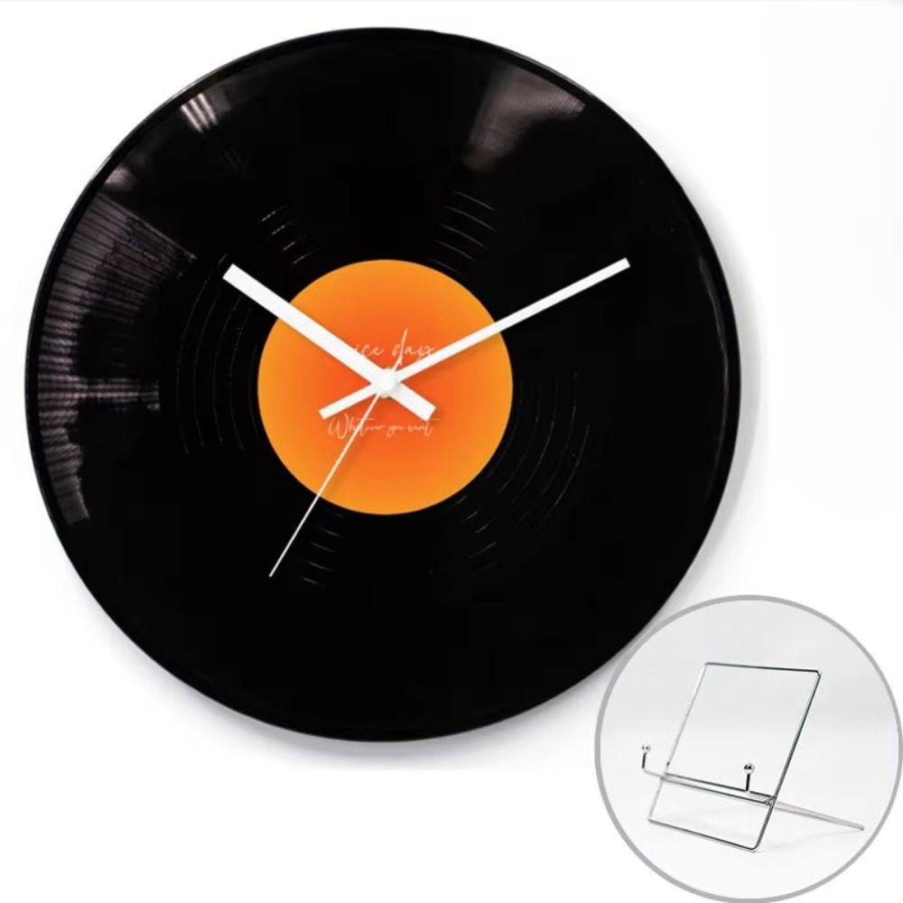 Novara Vintage Vinyl Record Clock with Stand - Aesthetic Desk & Wall Art for Music Lovers