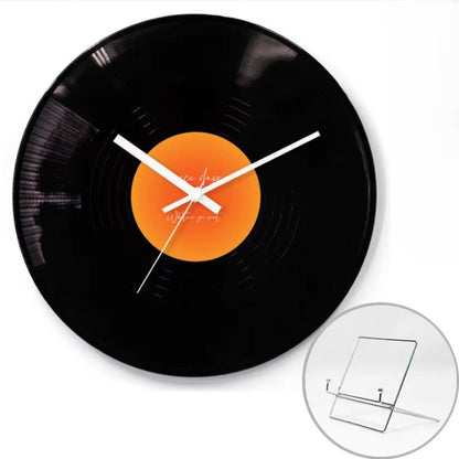 Novara Vintage Vinyl Record Clock with Stand - Aesthetic Desk & Wall Art for Music Lovers