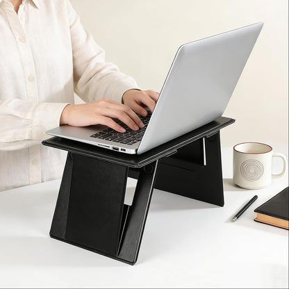 Royeva Foldable Laptop Stand-Portable Adjustable Desk For Bed And Travel Black