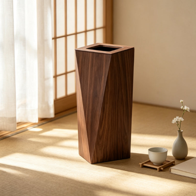 Royeva Wooden Waste Bin With Lid-Minimalist Diamond Trash Can