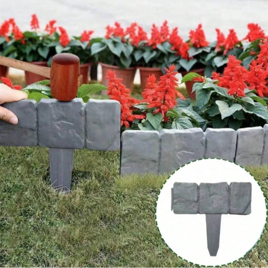 Royeva Interlocking Stone Effect Garden Edging Border Set