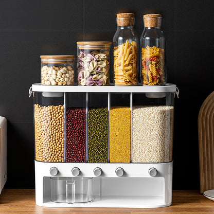 Royeva 5 Compartment Airtight Rice Dispenser And Kitchen Pantry Storage Container