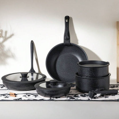 Novara 8-Piece Nonstick Cookware Set with Detachable Handles for Space Saving Storage