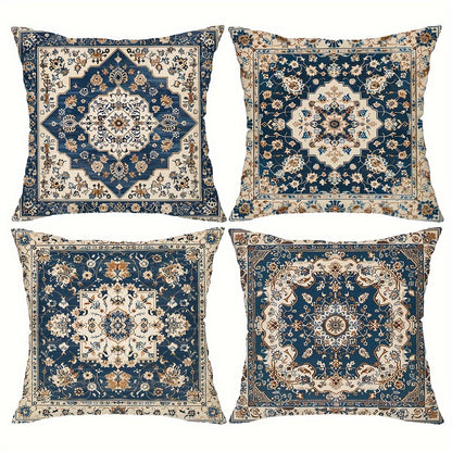 Novara Baroque Bohemian Throw Pillow Covers - 4-Piece Decorative Accent Set