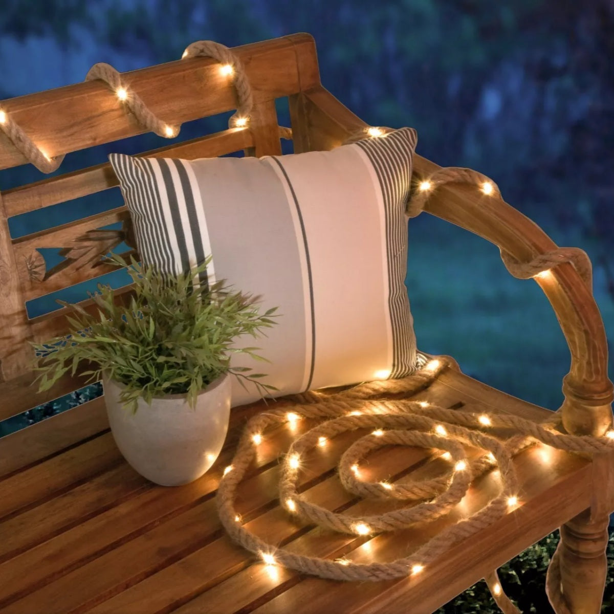 Royeva Solar Hemp Rope Fairy Lights-Outdoor Garden Decor