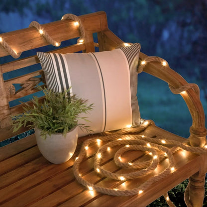 Royeva Solar Hemp Rope Fairy Lights-Outdoor Garden Decor