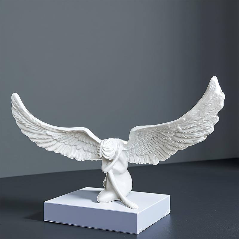 Novara Elegant Angel Statue Figurine-Modern Winged Sculpture Home Decor