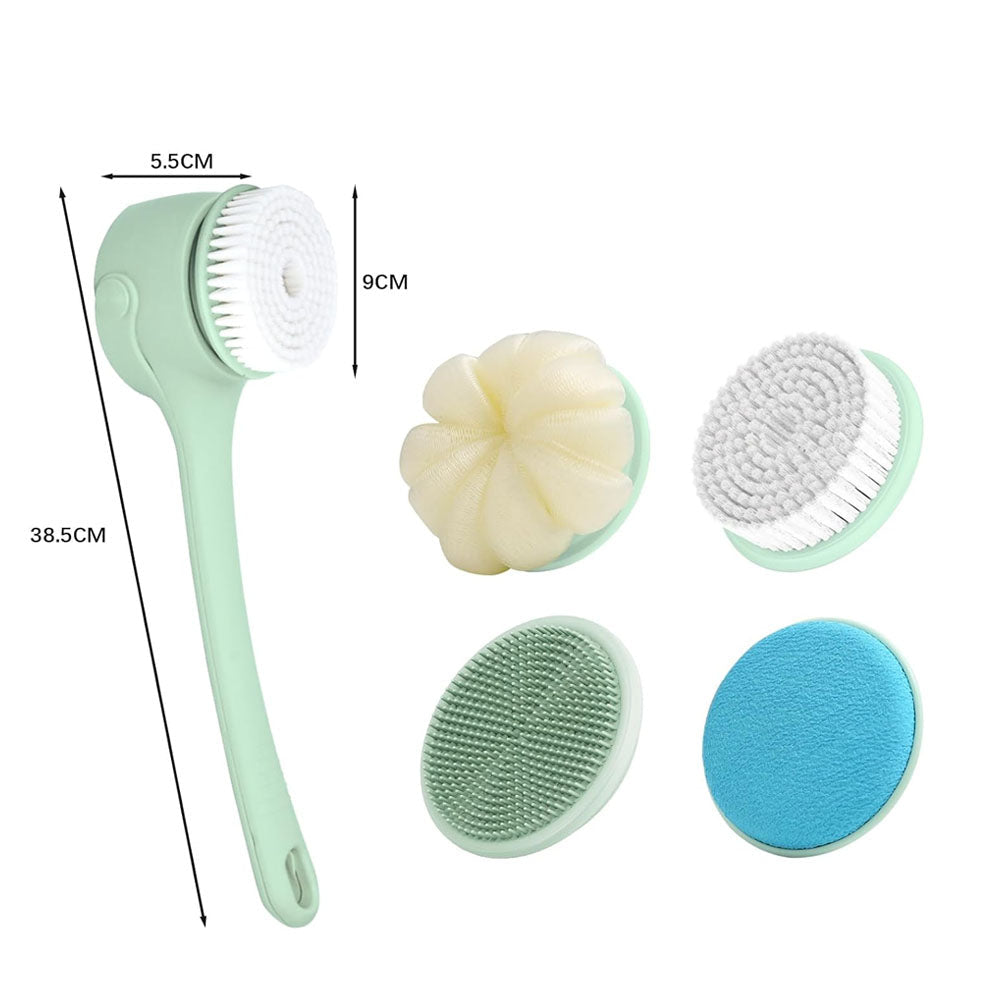 Royeva Electric Body Scrubber-Waterproof Long Handle Bath Brush with 4 Heads