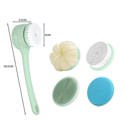 Royeva Electric Body Scrubber-Waterproof Long Handle Bath Brush with 4 Heads