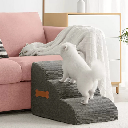 Royora 3 Step Dog Stairs for Beds and Sofas - Gray Pet Ladder for Small Dogs & Pets