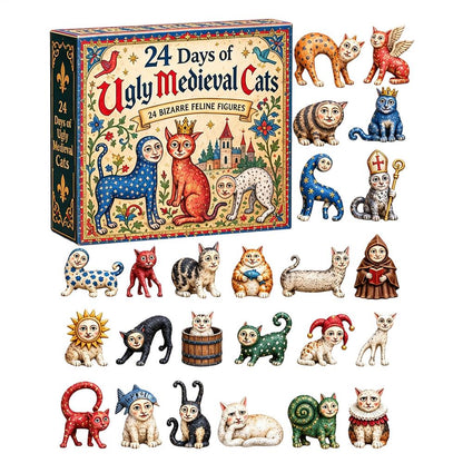 Royora Ugly Medieval Cats Advent Calendar 24 Day Holiday Countdown Figurine Set
