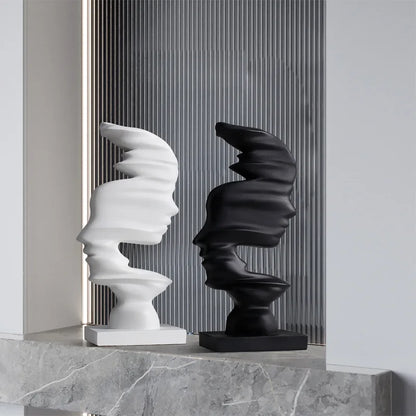 Novara Abstract Face Decor Sculpture-Modern Ceramic Art