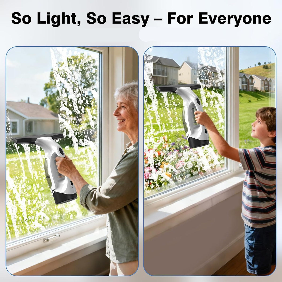 Royeva Cordless Electric Window Cleaner-Glass Vacuum Kit With Spray Bottle