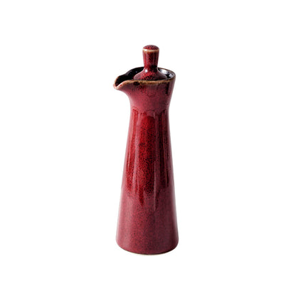 Royora Ceramic Oil & Vinegar Bottle with Spout - Artisanal Glaze Dispenser 15cm Tall