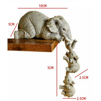 Novara Hanging Elephant Family Shelf Decor-Resin Figurine Set of 3
