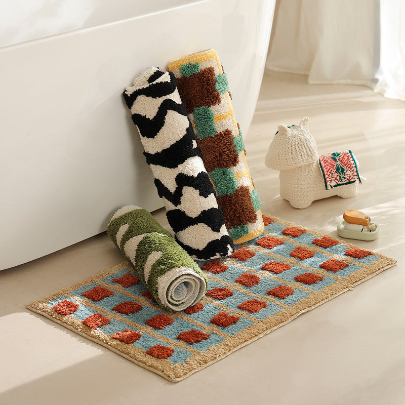 Royelle Moroccan Geo Non-Slip Bath Mat - Quick Dry Soft Fabric for Bathroom Comfort