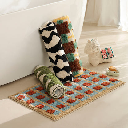 Royelle Moroccan Geo Non-Slip Bath Mat - Quick Dry Soft Fabric for Bathroom Comfort