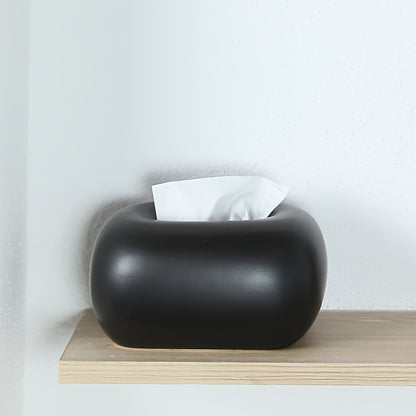 Novara Modern Ceramic Facial Tissue Box Cover-Round Design Home Decor