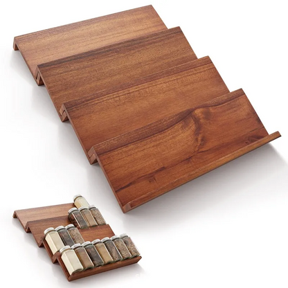 Royora Acacia Wood Spice Drawer Organizer Rack Set for Kitchen Cabinet Storage