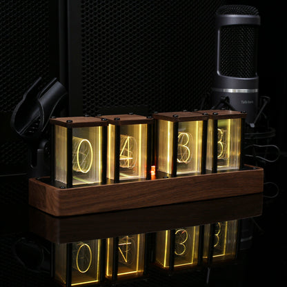 Royeva Vintage Nixie Tube Digital Clock With Wifi Sync-Wood LED Display