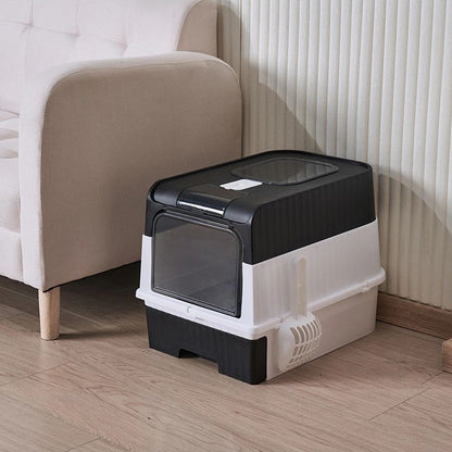 Royeva Enclosed Cat Litter Box Hooded Litter Tray With Scoop
