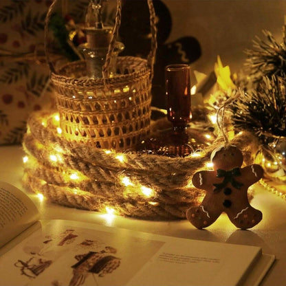 Royeva Solar Hemp Rope Fairy Lights-Outdoor Garden Decor