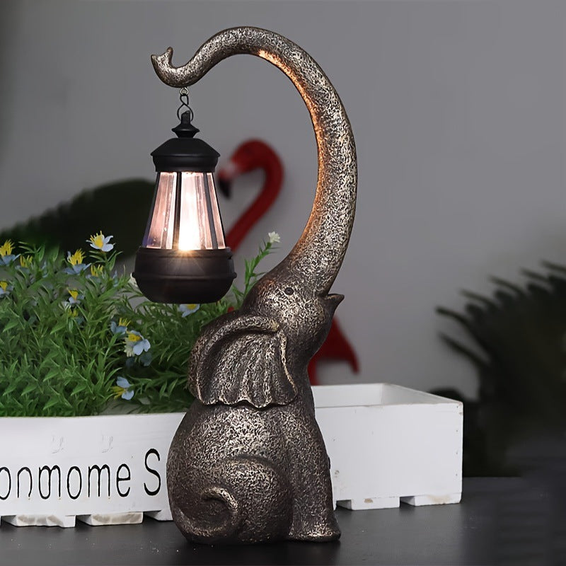 Royeva Solar Elephant Garden Statue Light-Outdoor LED Lantern Decor