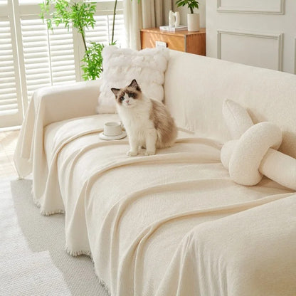 Novara Woven Sofa Throw Cover-Washable Cotton Blend Couch Protector