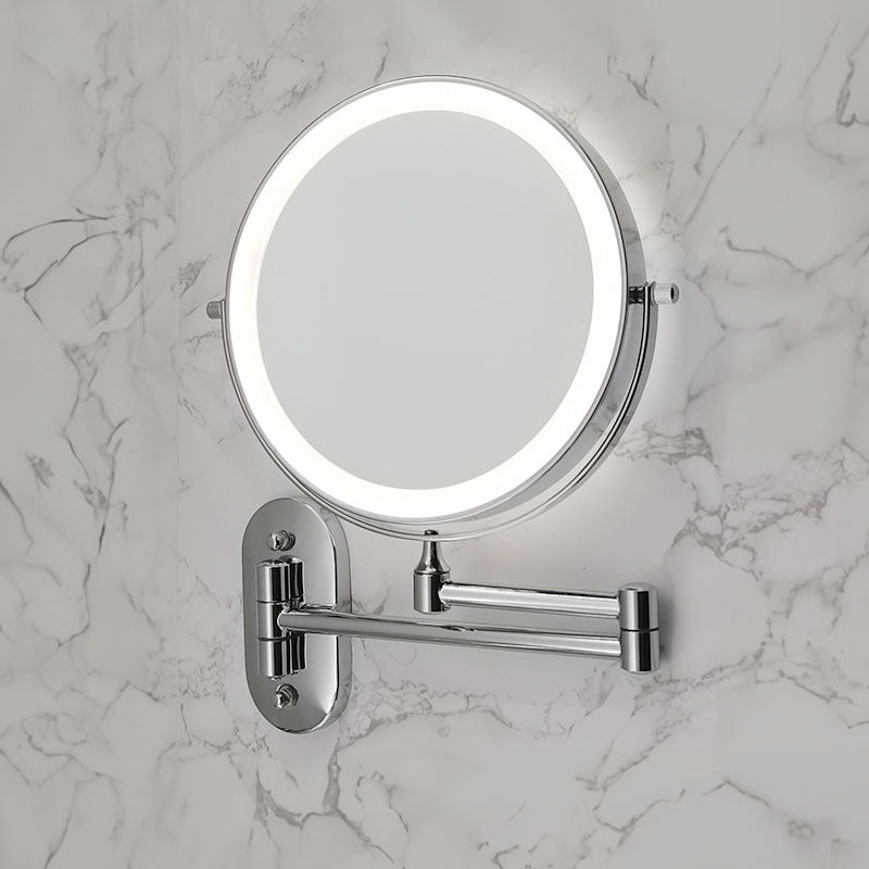 Royeva Rechargeable LED Wall-Mounted Makeup Mirror with Magnification, Chrome Finish