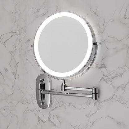 Royeva Rechargeable LED Wall-Mounted Makeup Mirror with Magnification, Chrome Finish