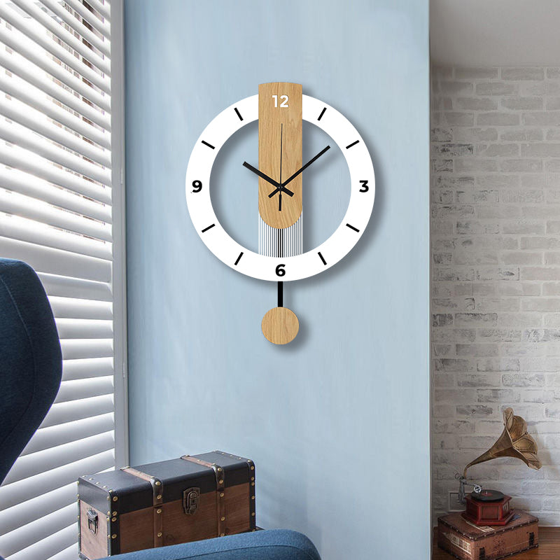 Royeva Modern Pendulum Wall Clock-Silent Wood Accent Decorative Timepiece