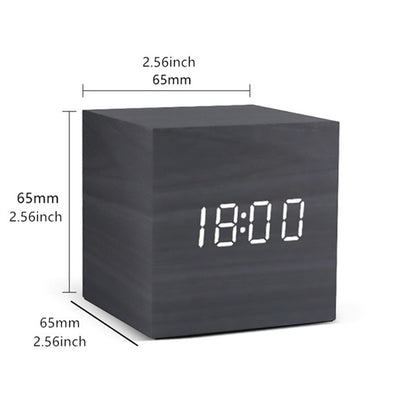 Royeva Wooden LED Digital Alarm Clock-Modern Cube Desk Clock for Bedroom
