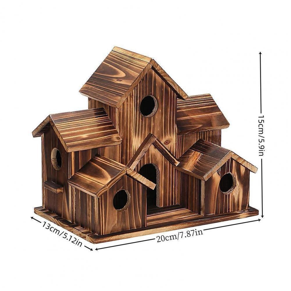Royelle Wooden Birdhouse-6 Compartment Hanging Garden Nesting Box