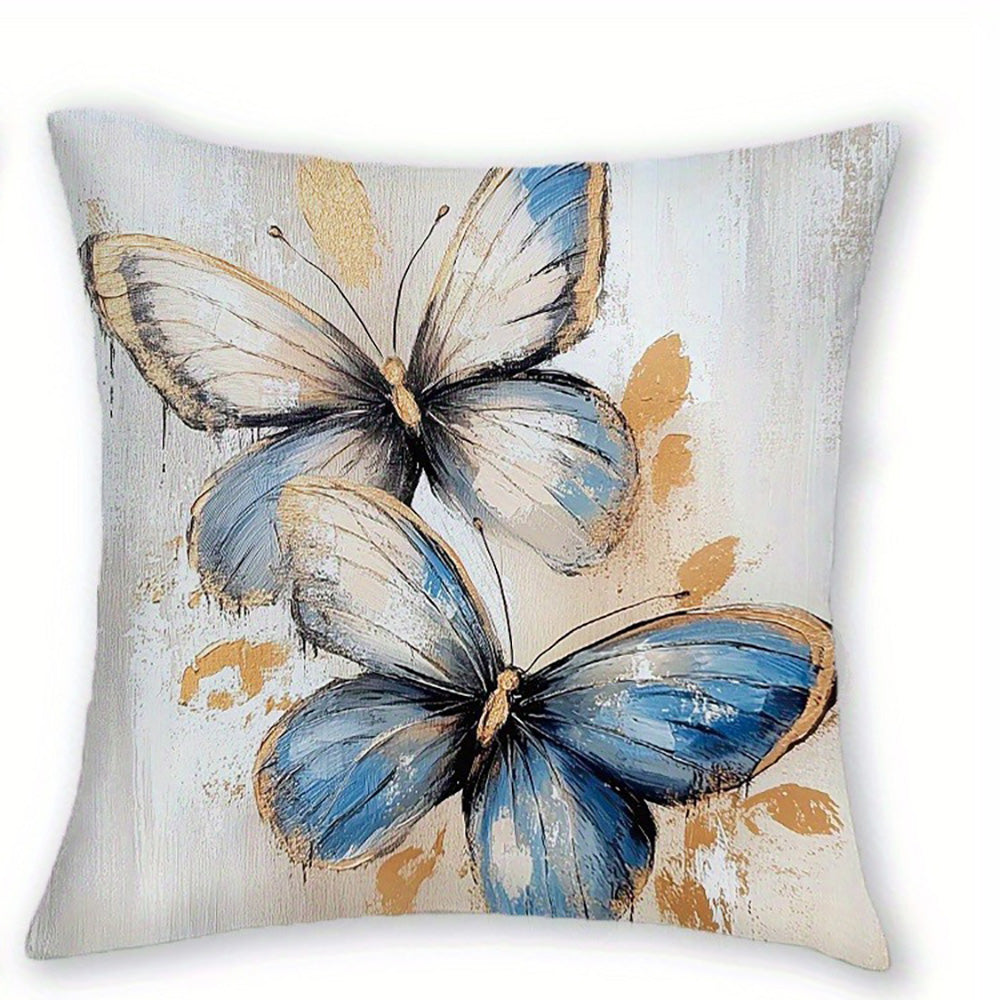 Royora Abstract Art Decorative Throw Pillow Covers 4-Pack - Blue & Gold Modern Cushion