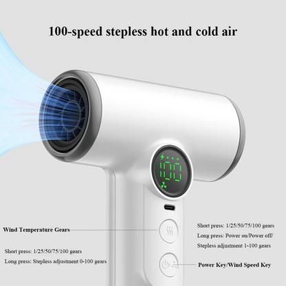 Novara Cordless Hair Dryer - 30,000 RPM Fast Drying Portable Wireless Blow Dryer