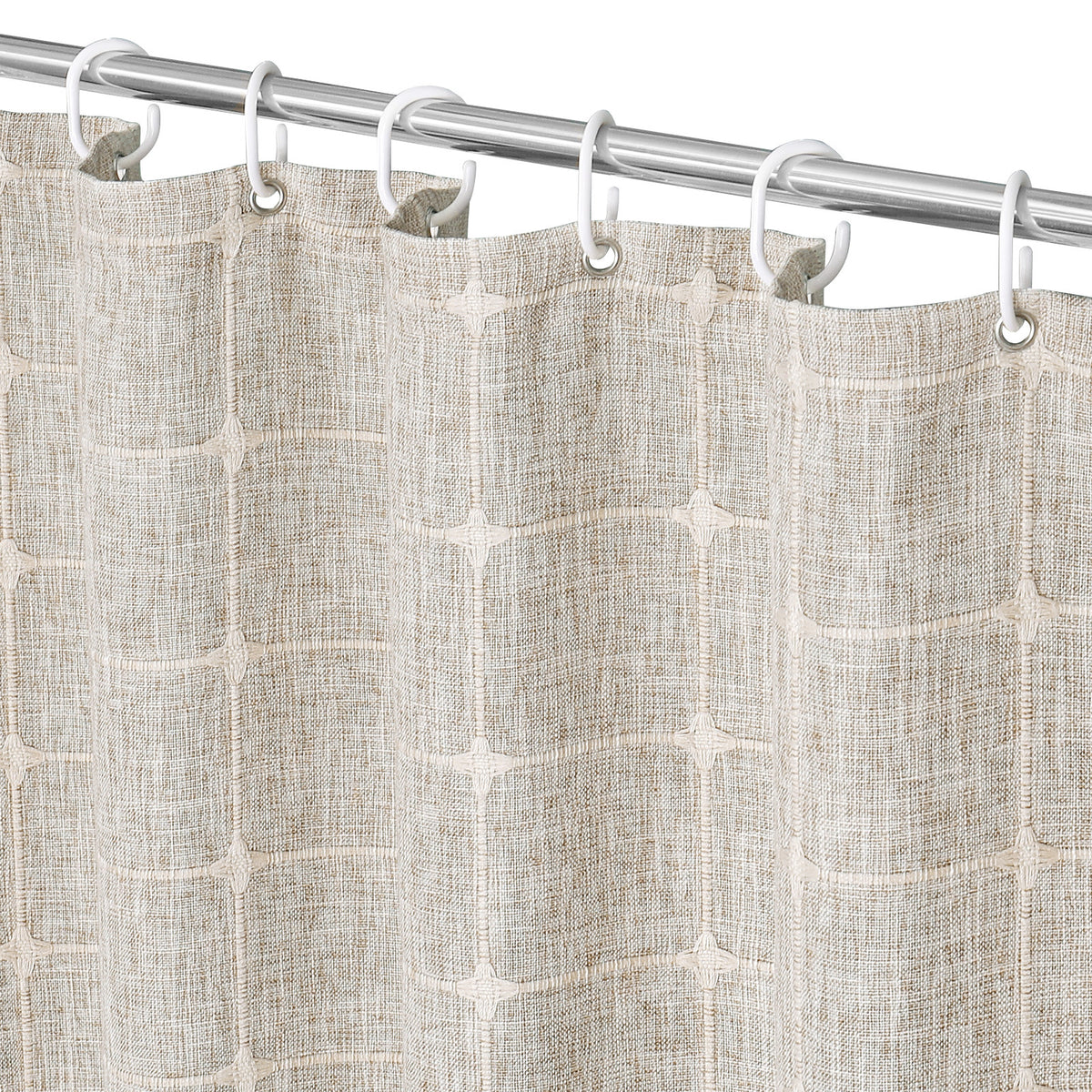 Royelle Waterproof Bohemian Linen Shower Curtain With Tassels