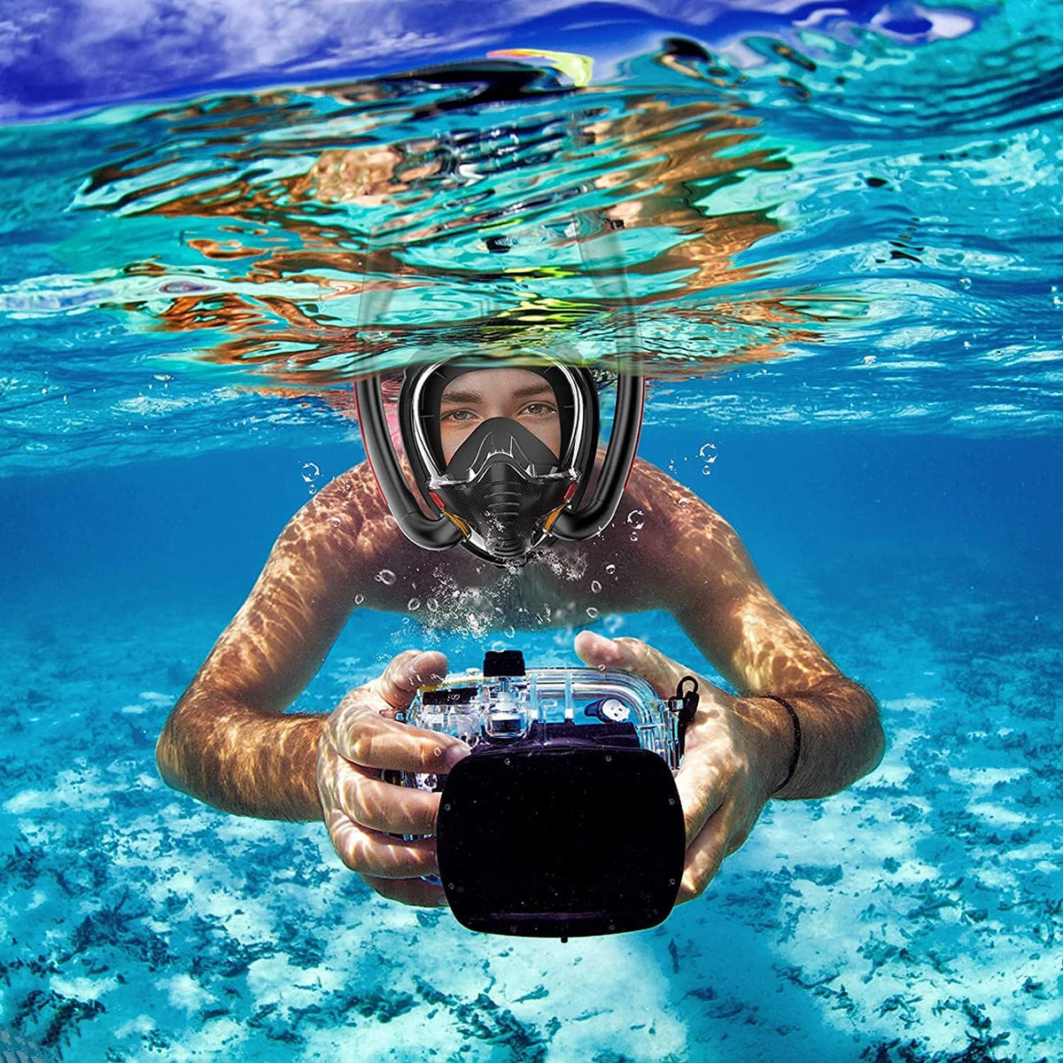 Royeva Full Face Snorkeling Mask-Double Tube Panoramic Anti Fog Diving Gear