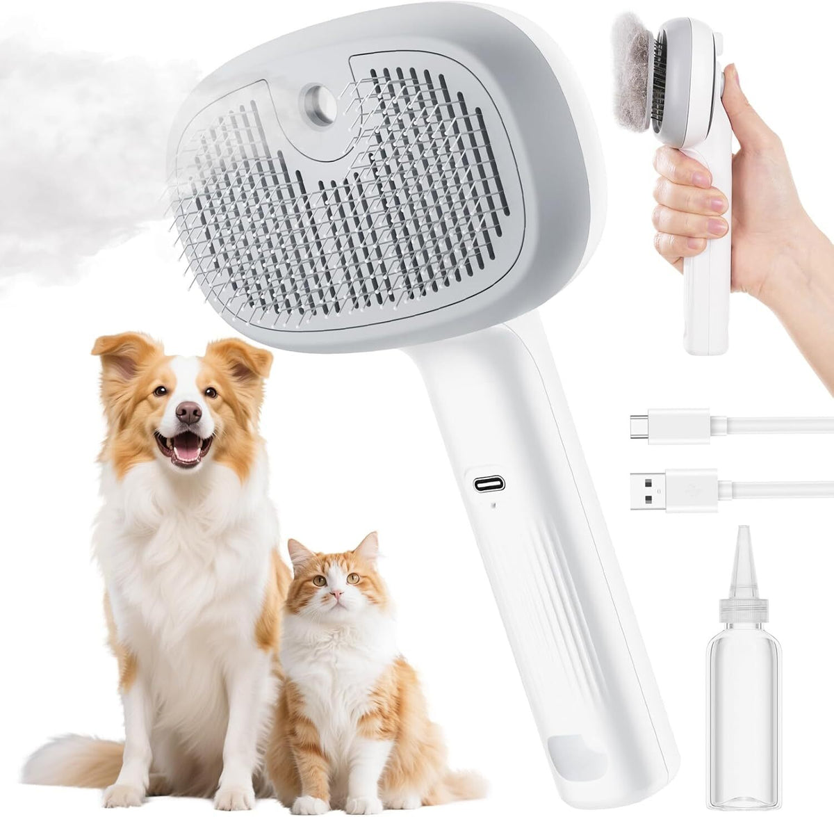 Royora Self Cleaning Pet Grooming Brush And Steam Cat Brush Massage Comb