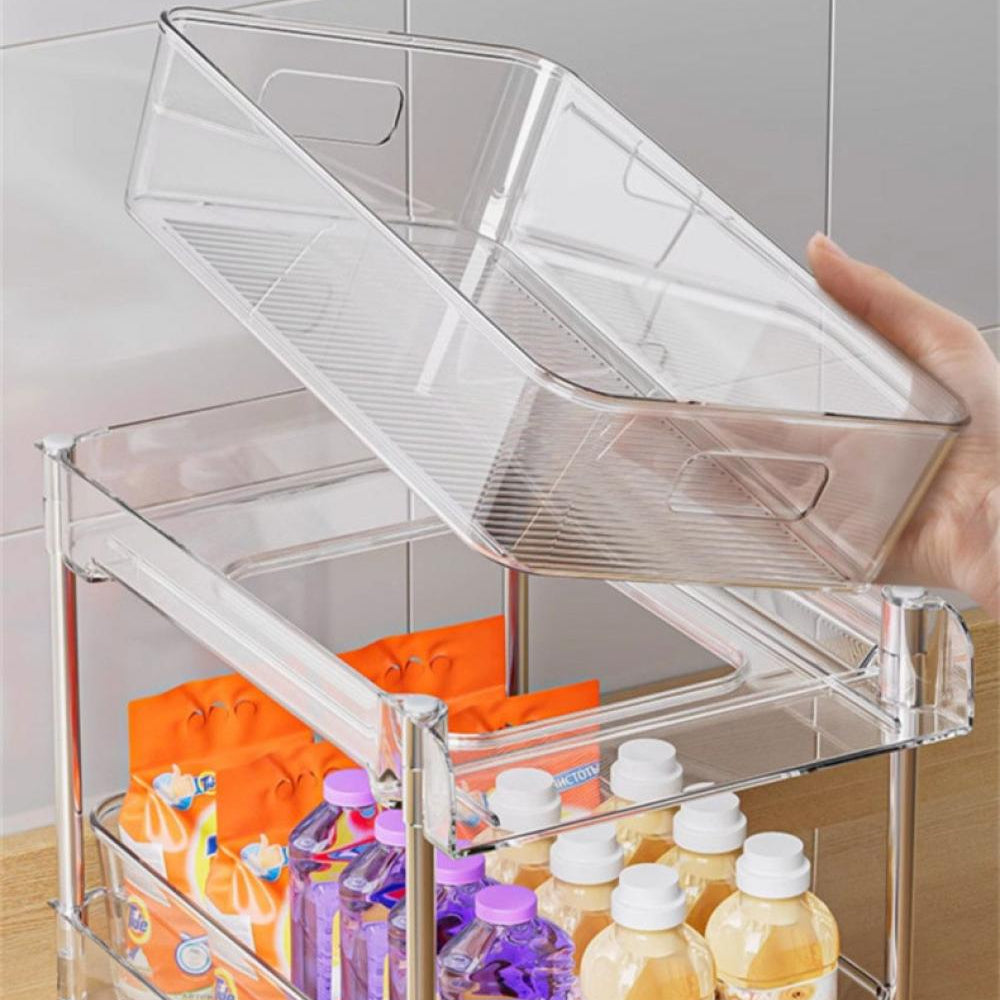 Novara 2-Tier Clear Pull-Out Cabinet Organizer for Under Sink & Pantry Storage