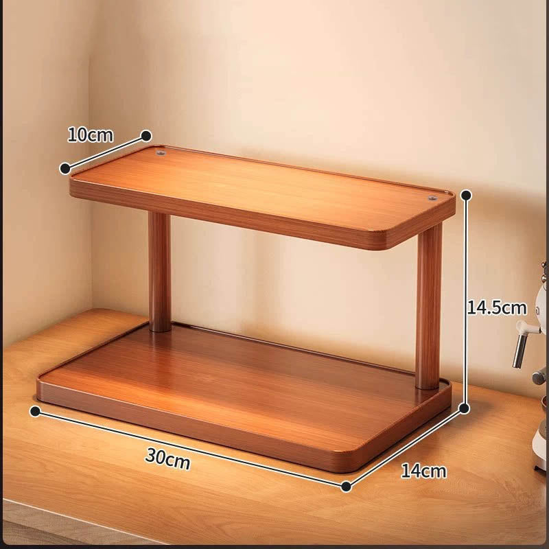 Royora 2-Tier Wood Countertop Organizer Shelf for Kitchen & Office 30cm Natural Finish