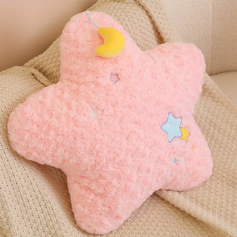 Royora Yellow Star Throw Pillow with Embroidered Stars - Soft Plush Decor